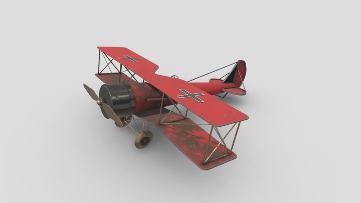 Vintage Toy Airplane 2 3D Model