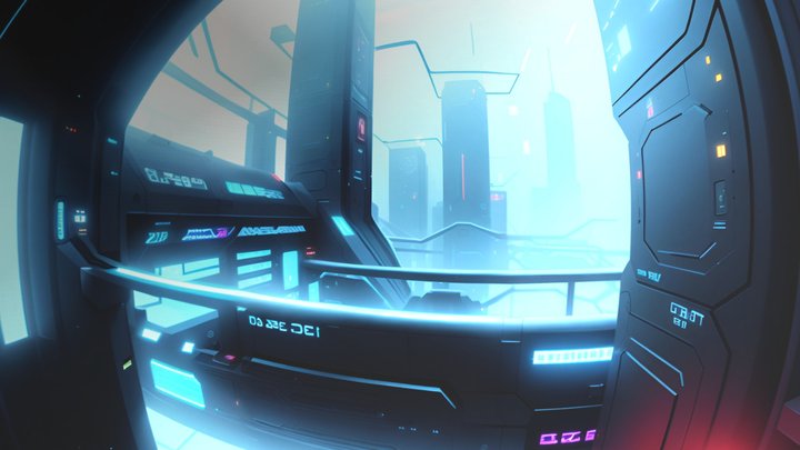 Free HDRi Background Tech noir cyberpunk space 3D Model