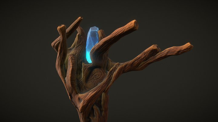Wizard Staff with Crystal 3D Model