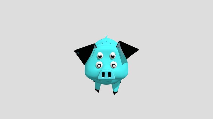 Mandu Double-Eyed Blue Pig Kipo 3D Model