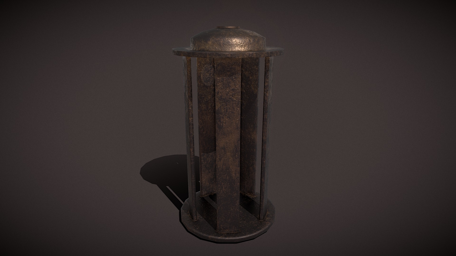 3D model Medieval Lantern - This is a 3D model of the Medieval Lantern. The 3D model is about a metal cylinder with a light on top.