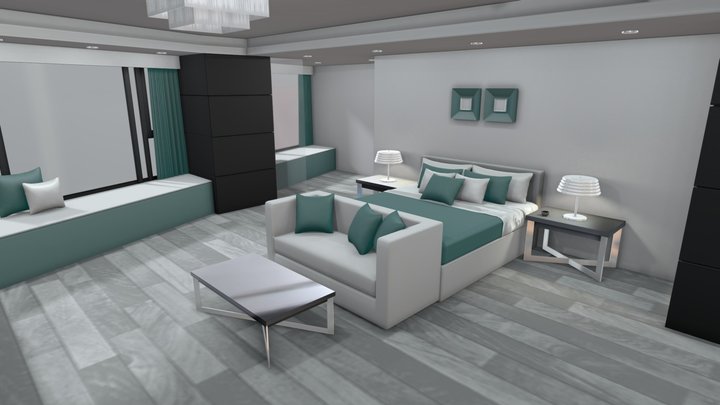 Bedroom Hotel Suite 2020 02 3D Model