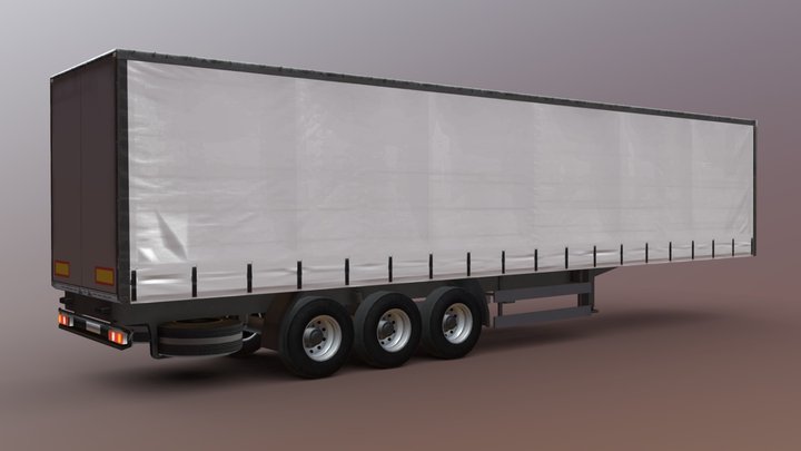 Trailer for Truck (Low Poly) 3D Model