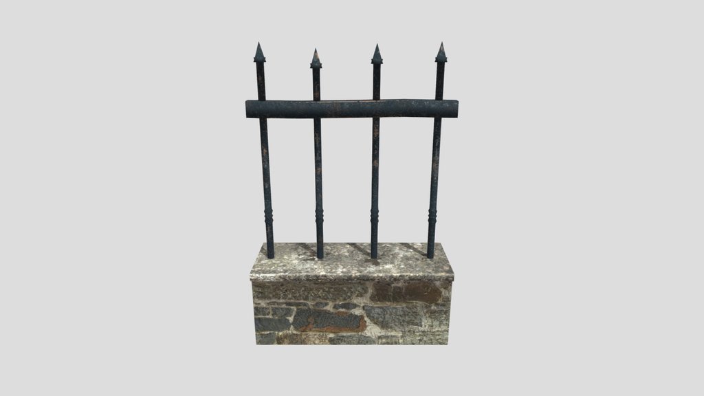 Graveyard Fenced Wall 1m