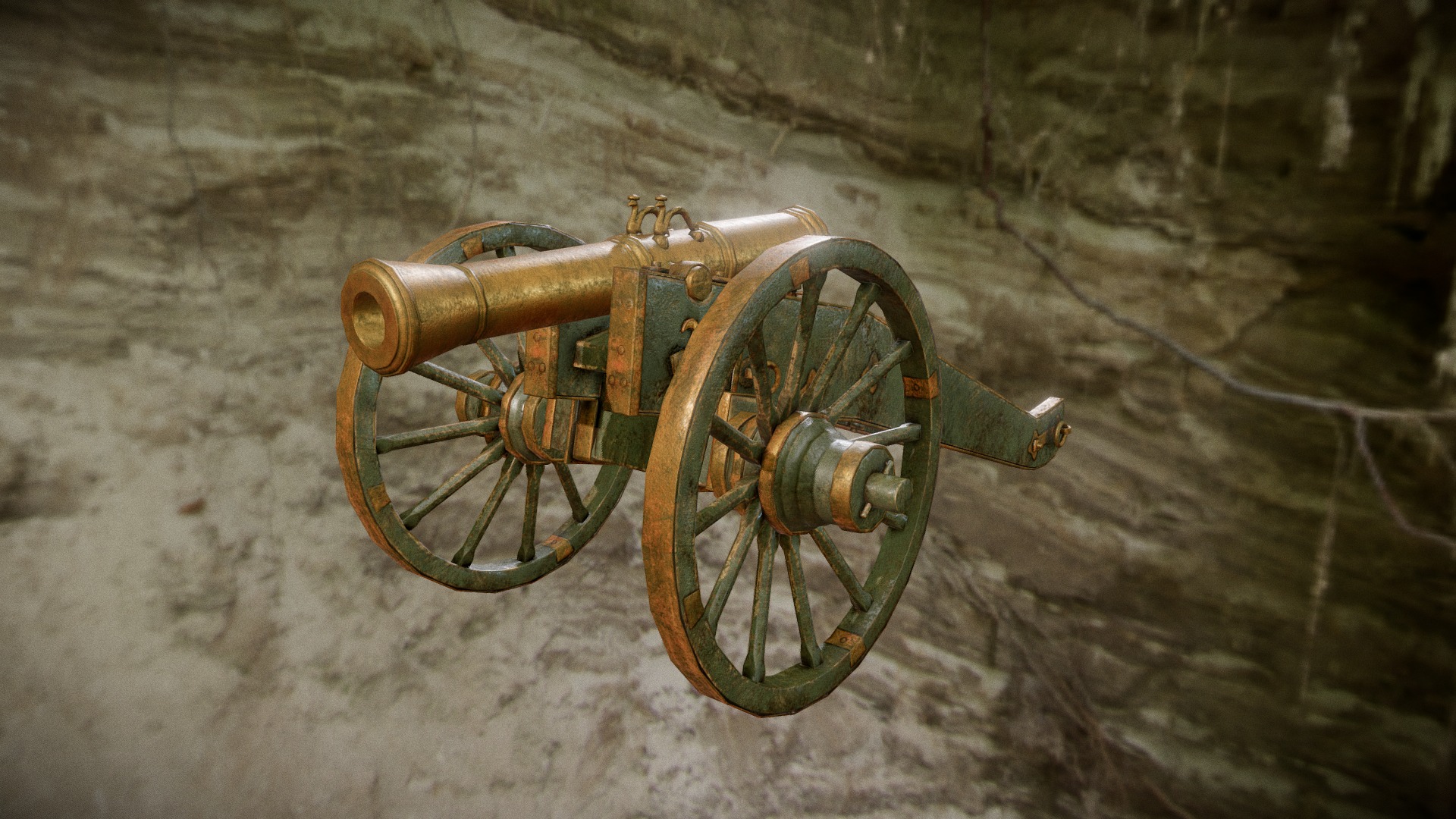 3D model 6 Pounder Russian Gun (1812) - This is a 3D model of the 6 Pounder Russian Gun (1812). The 3D model is about a metal object with a handle.