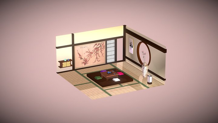 Isometric Japanese tea room 3D Model