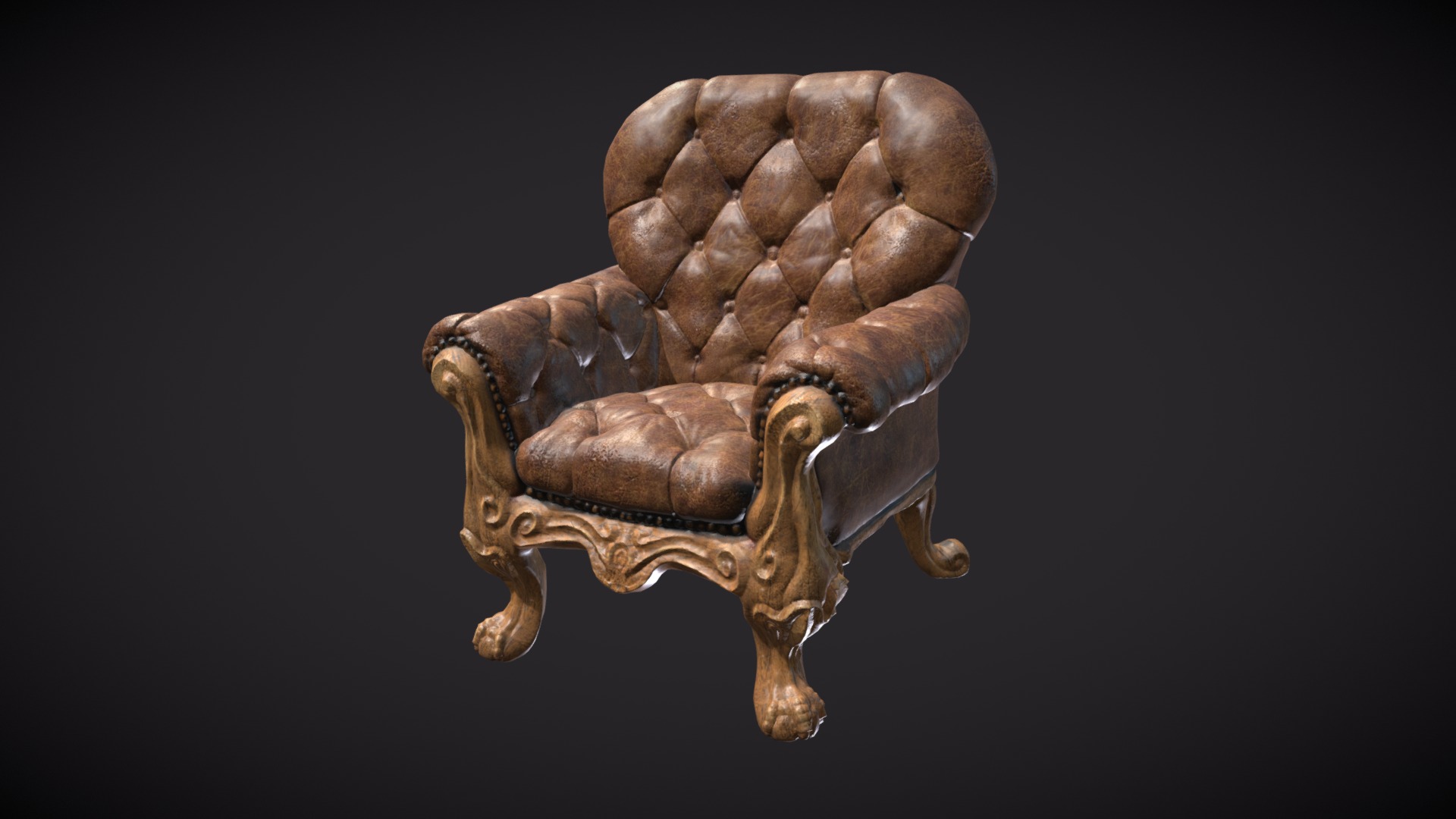 3D model Sculpt January 2018 – no23 – Furniture – Blender - This is a 3D model of the Sculpt January 2018 - no23 - Furniture - Blender. The 3D model is about a brown leather chair.