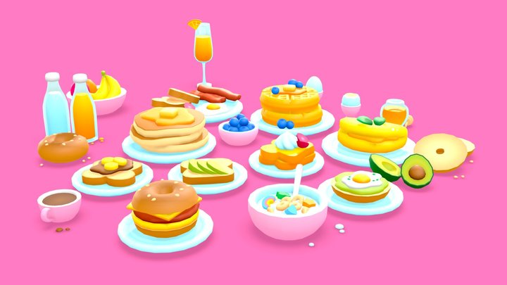 Breakfast food pack 3D Model