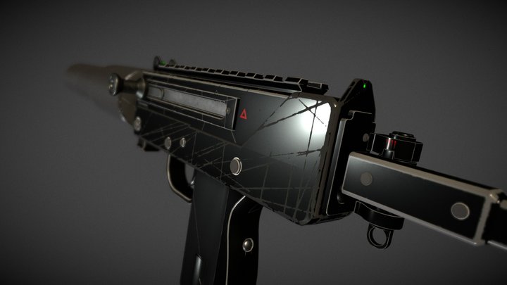 SMG-11 Attached with Dual Mags & Suppressor 3D Model