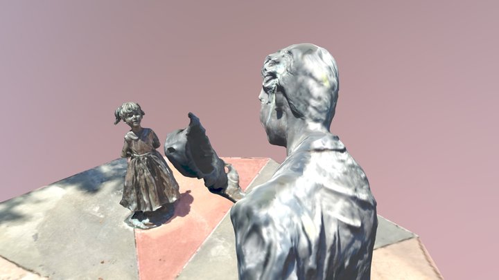 Bronze Magician And Girl-Rancho Santa Margerita 3D Model
