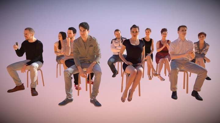 10x Scanned Casual People Sitting Vol01 Treapl 3D Model