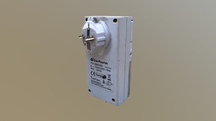 Power plug with clock 3D Model