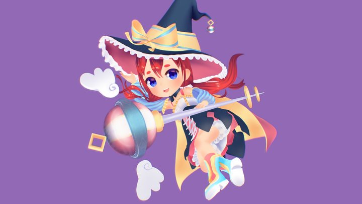Witch At Sunset 3D Model