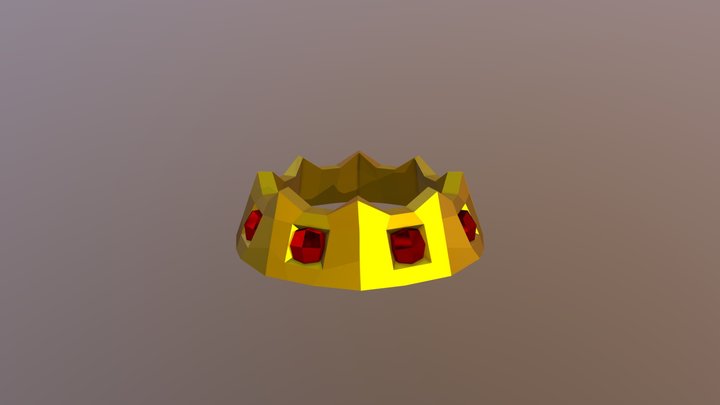 Low Poly Crown with Rubies 3D Model