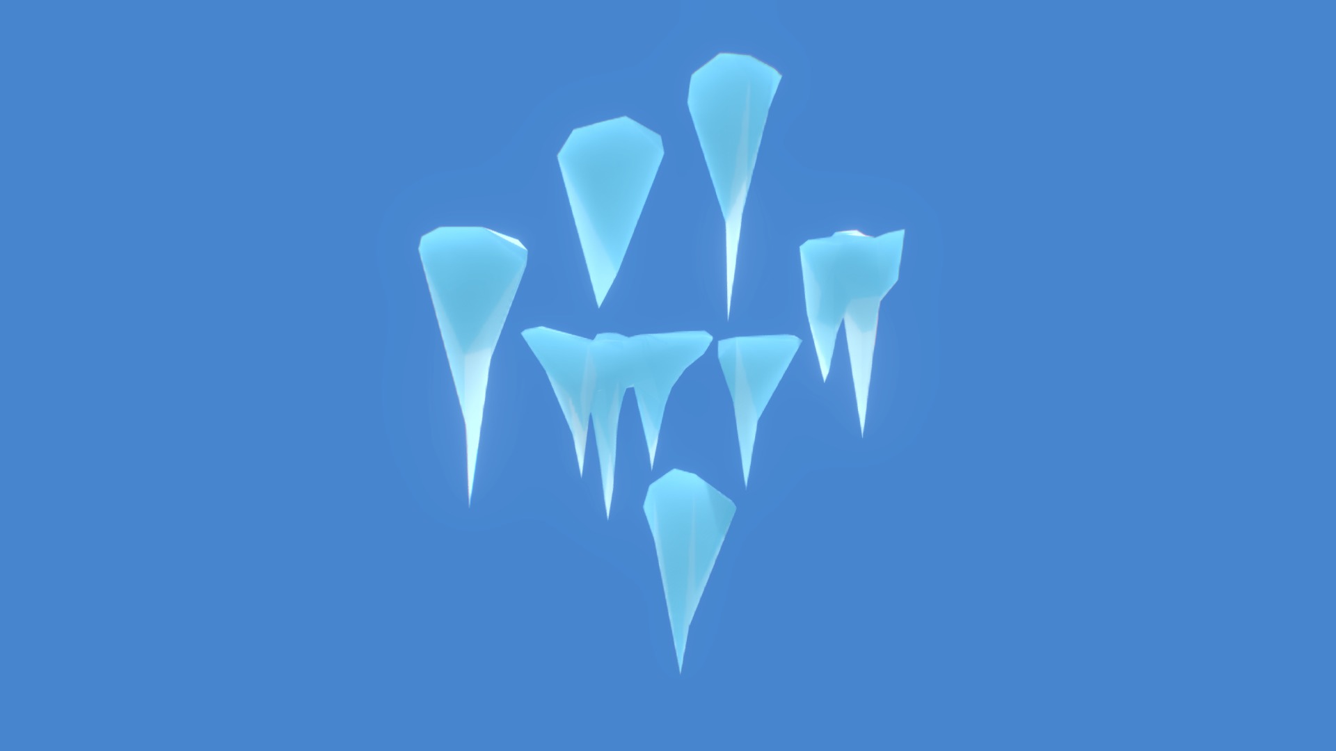 3D model Low Poly Icicles - This is a 3D model of the Low Poly Icicles. The 3D model is about a group of blue objects.