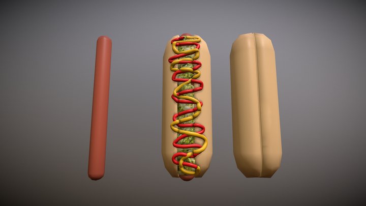 Hotdogs with lettuce ketchup and mustard – Kostenloses 3D-Modell STL