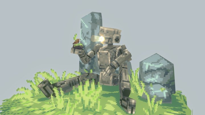low-poly Rusty robot 3D Model