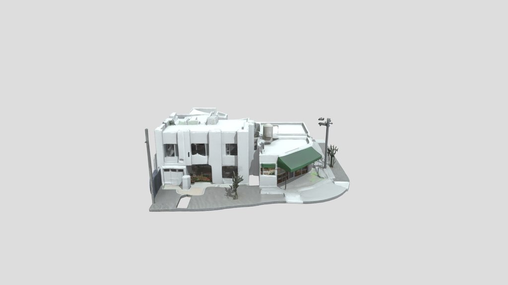 3DV2 model of corner mixed-use building.