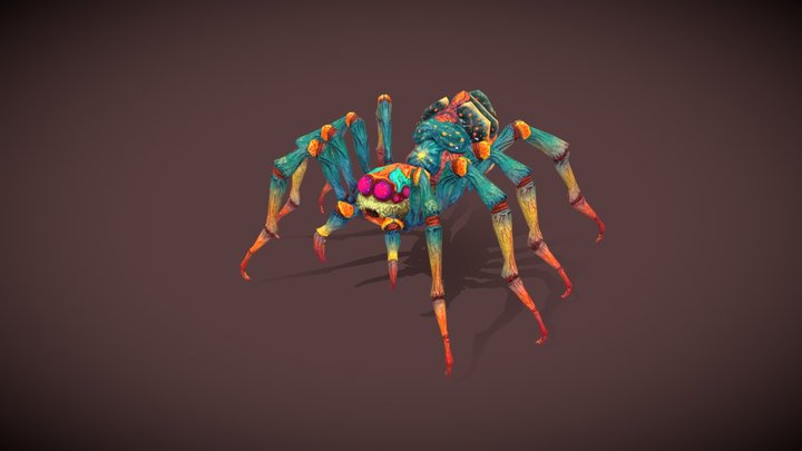 PBR Jumping Spider Monster 3D Model
