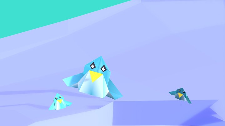 Origami Penguins 3D Model