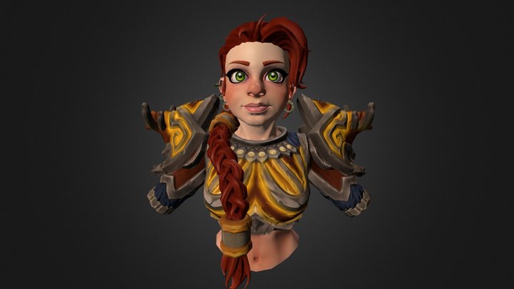 Dwarf Female warrior t10 3D Model