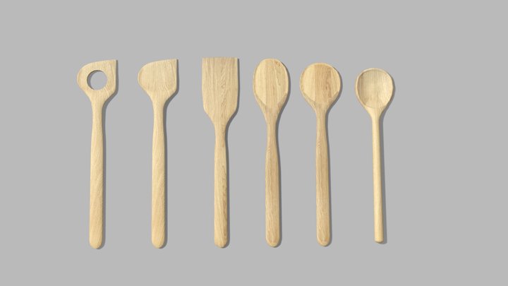 Wooden Utensils Props 3D Model