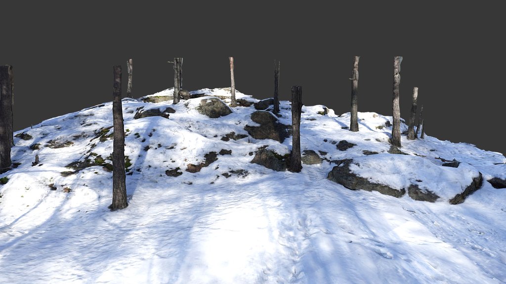 Rock terrain with melting snow