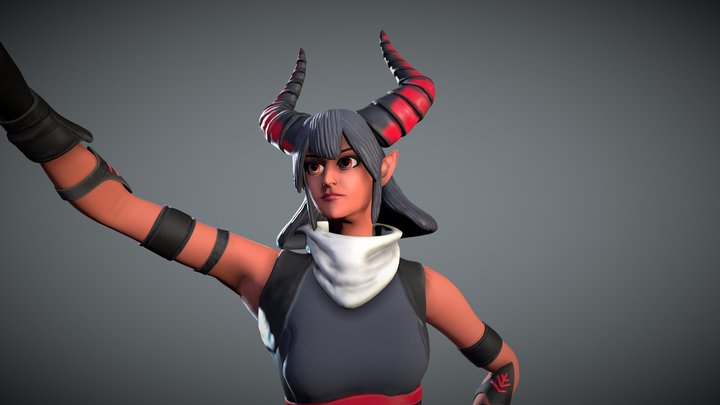 Fortnite Demon Girl Posed 3D Model