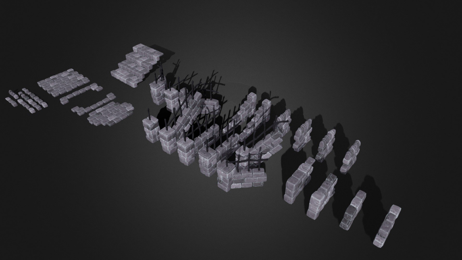 Stylized Modular Brick Walls - 3D model by lyrebirdstudio [b45f0b7 ...