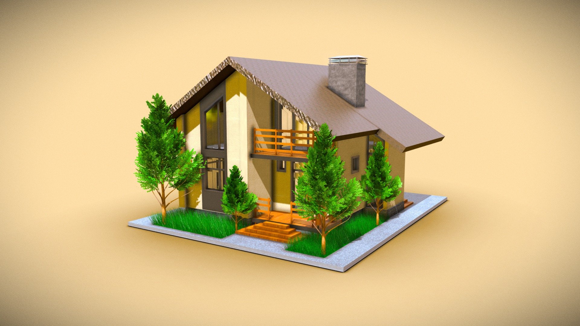 House 3 b. Дом в разрезе 3d модель Минимализм. Дом на грунте 3d. Render 90 Home.