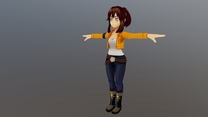 Girl in brown Jacket 3D Model