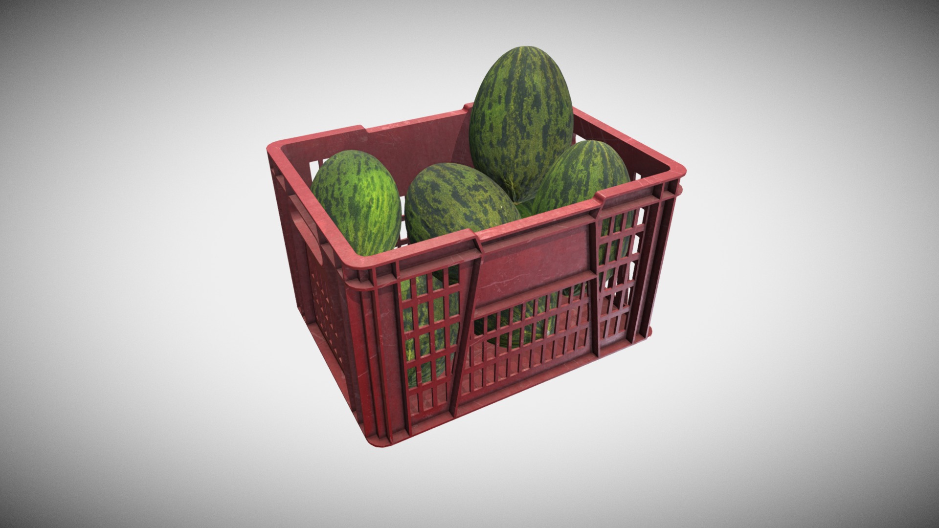3D model Stock Water Melons - This is a 3D model of the Stock Water Melons. The 3D model is about a box with watermelons inside.