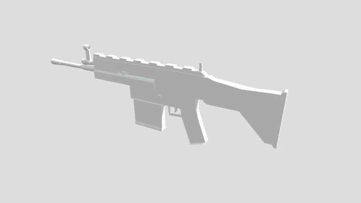 Low poly SCAR style gun 3D Model