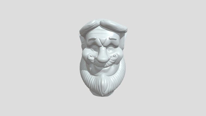 bearded male bust sculpture with stylized hair 3D Model