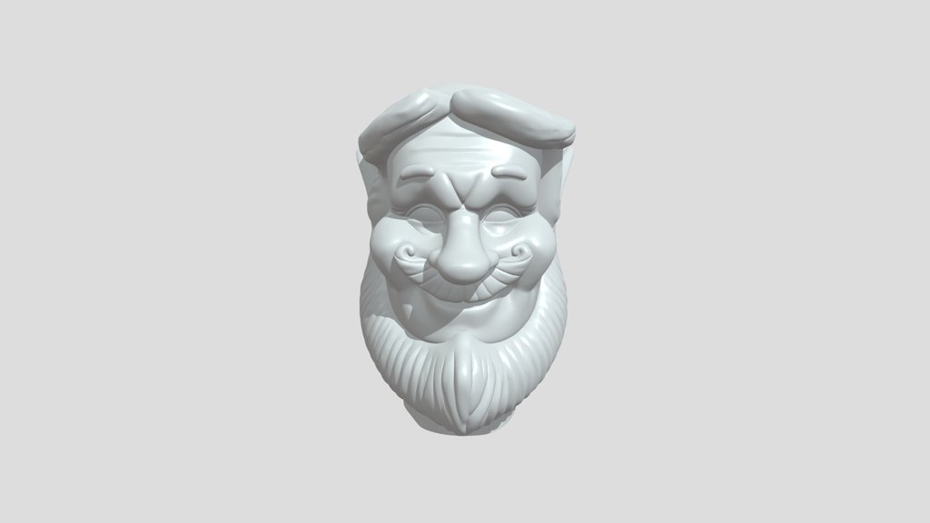bearded male bust sculpture with stylized hair