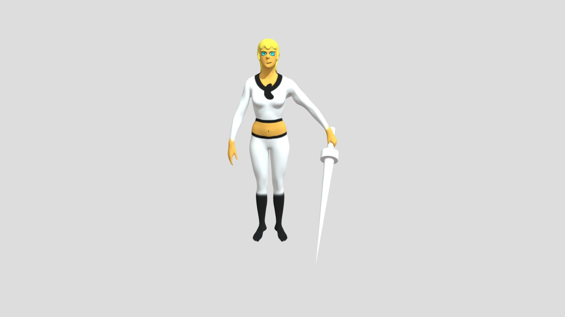 Andrea, joven rubia, cartoon con Espada guerrera