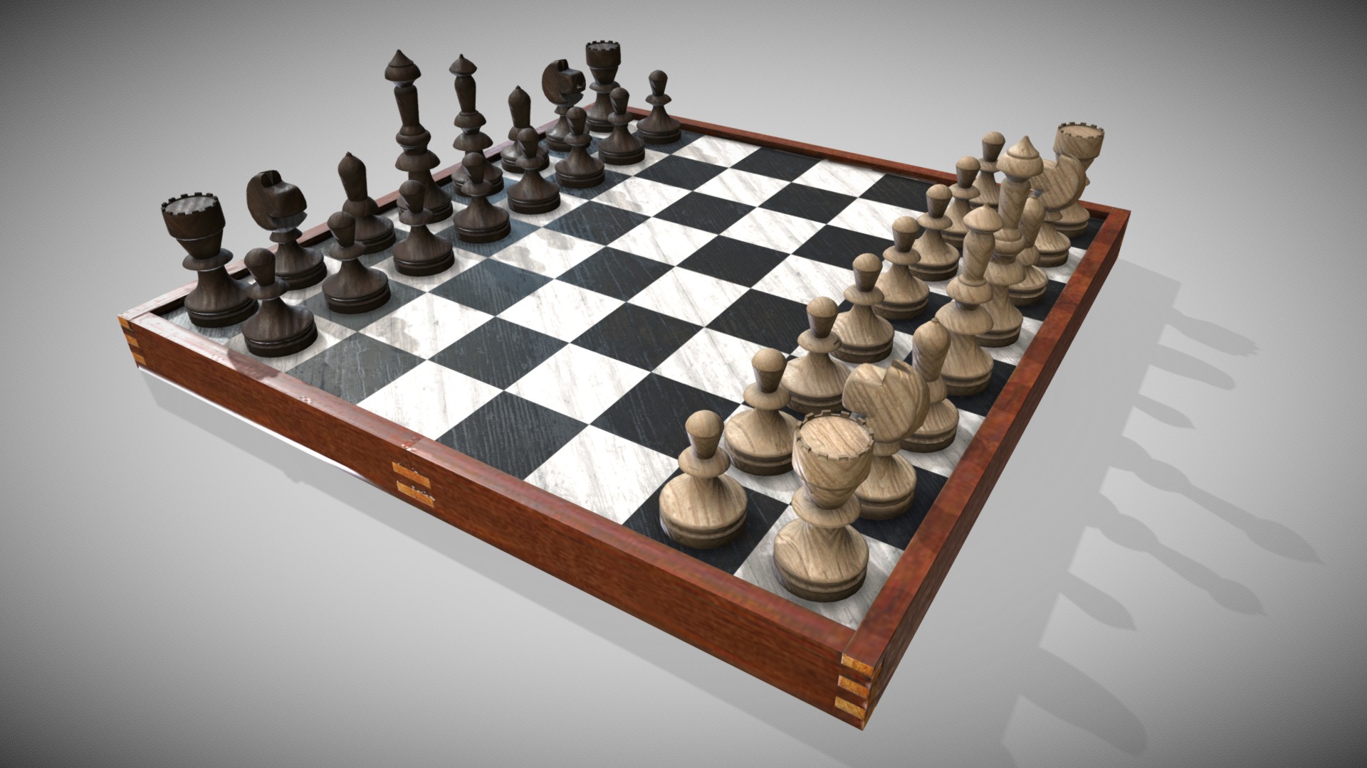 3D model Chess Board - This is a 3D model of the Chess Board. The 3D model is about a chess board with pieces.