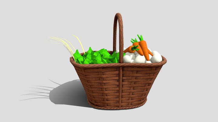 Low Poly Vegetables Basket 3D Model