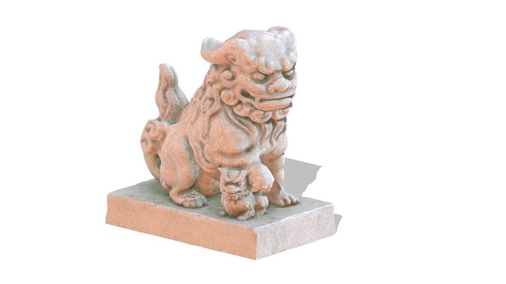 Komainu Statue Low Poly PBR - 3D Printable 3D Model