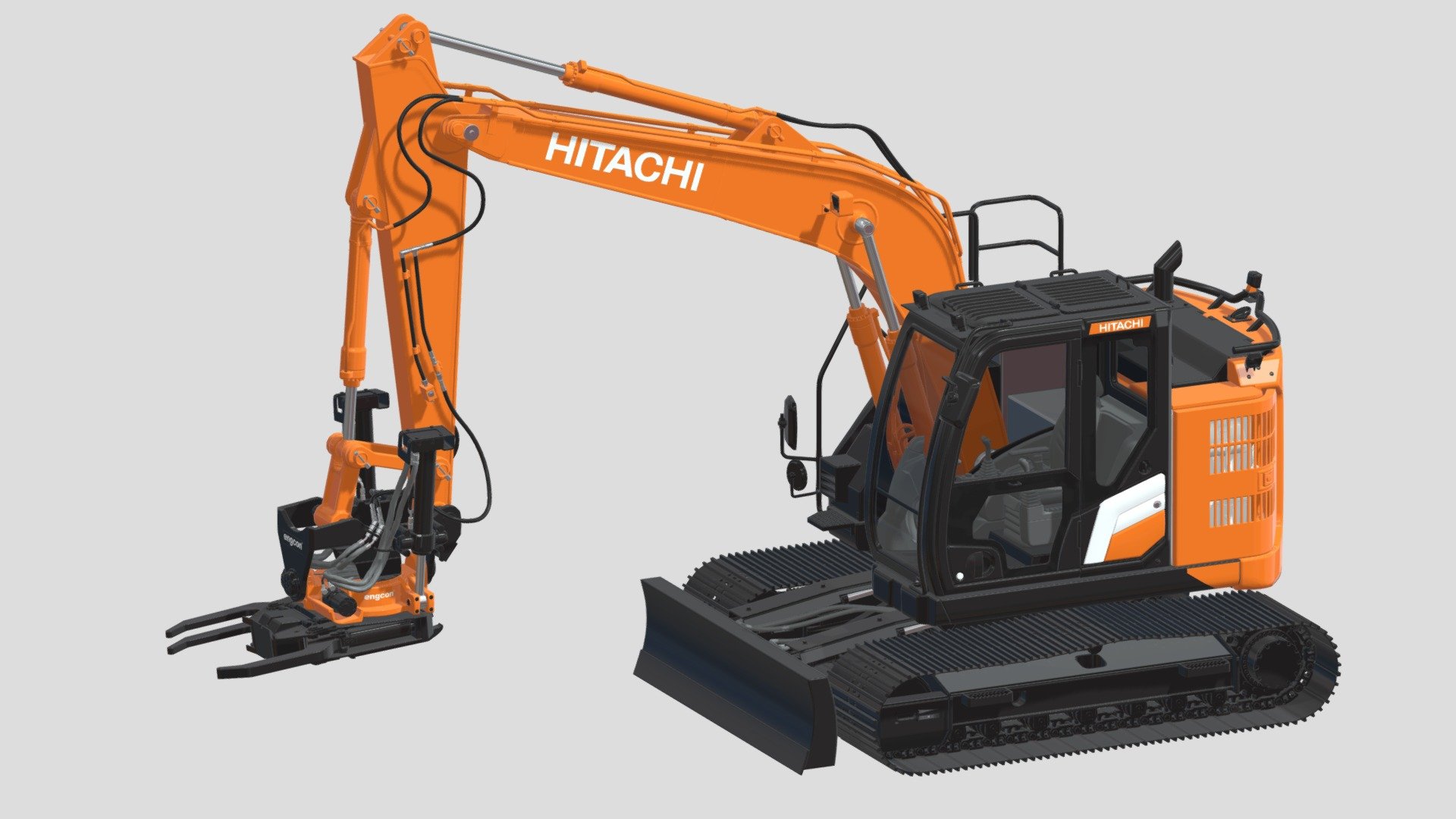 Hitachi Zx135-7 With Custom Arm - Buy Royalty Free 3D model by 