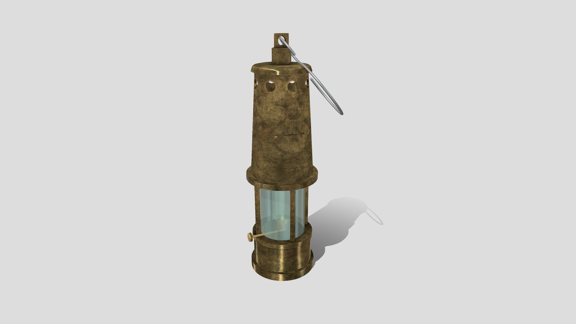 3D model Miners Brass Lamp - This is a 3D model of the Miners Brass Lamp. The 3D model is about a bird sitting on a bird feeder.