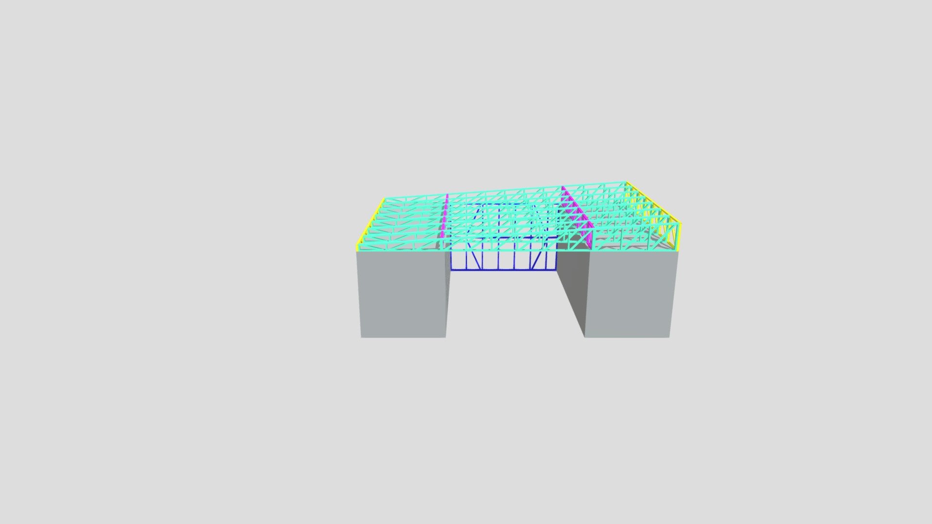 4m Gap Container Roof Framing - Split Trusses - Download Free 3D model ...