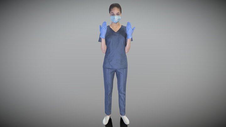 Young nurse in sterile surgical gloves 204 3D Model