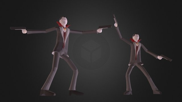 Disco Handgun Dracula - 2 Poses 3D Model