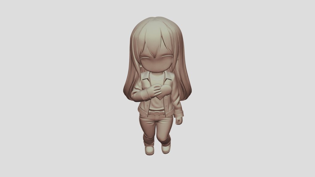 Crying chibi girl holding heart