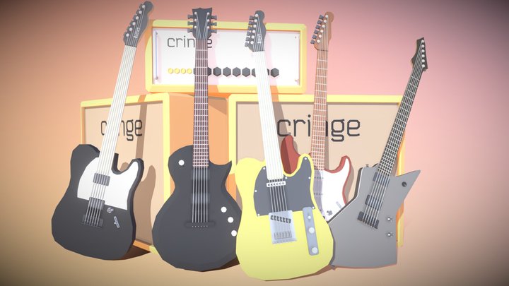 Low Poly Tele & Amp 3D Model