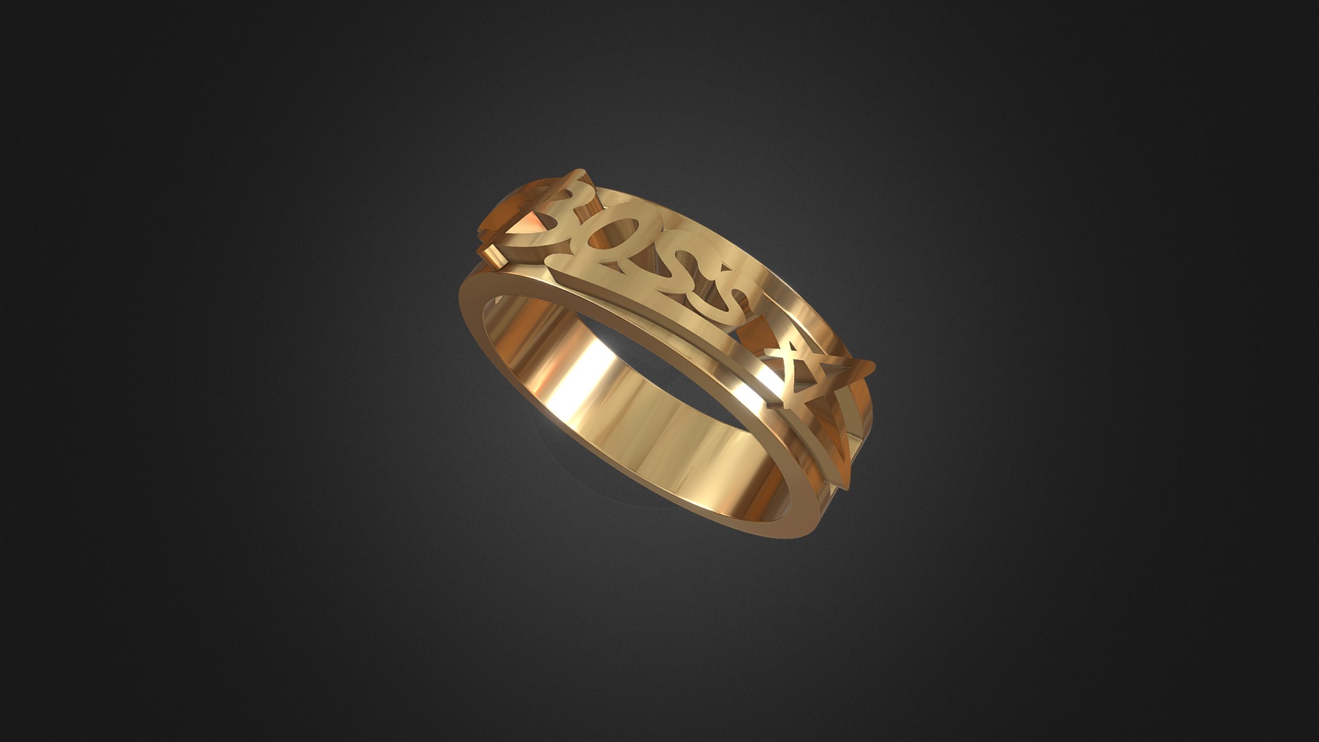 3D model 948 – Ring - This is a 3D model of the 948 - Ring. The 3D model is about a gold ring with a diamond.