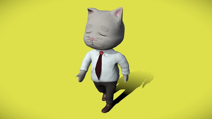 Chibi Office Cat 3D Model