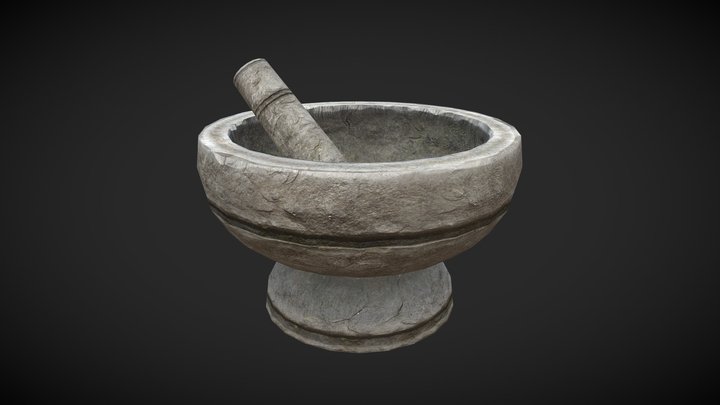 Stone Mortar and Pestle 3D Model
