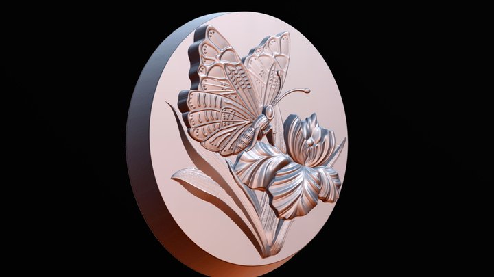 Mold for soap - Butterfly on a flower 3D Model